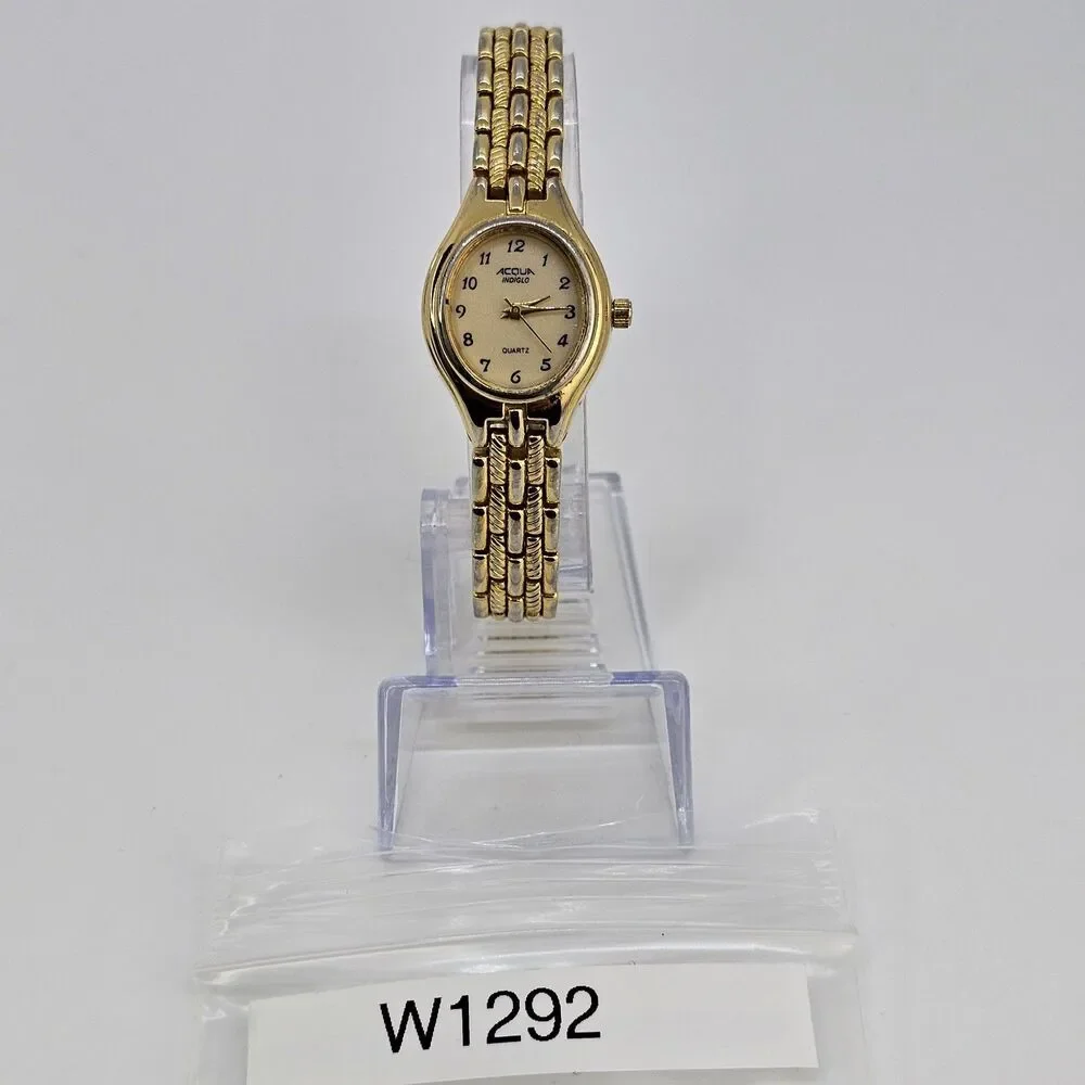 Acqua Timex Women's Watch 23MM‎ Gold Dial Two Tone Bracelet Band 7